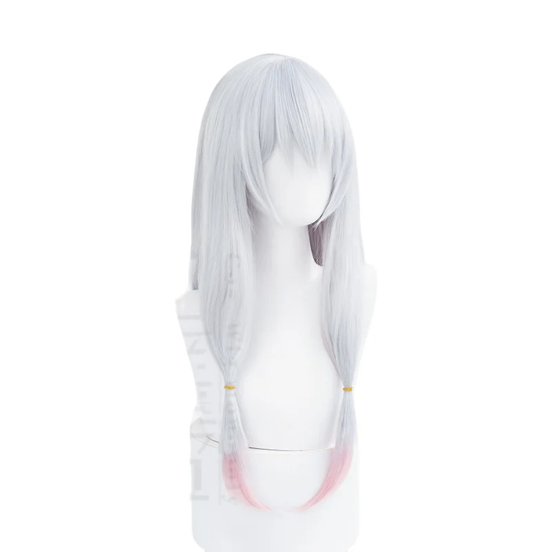 Anime lzumi Sagiri Cos peruka 80CM srebrny proszek gradientowe włosy żaroodporne włosy syntetyczne impreza z okazji Halloween peruka do cosplay + czapka z peruką