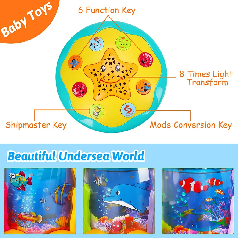 Baby Toys 1-3 Years Babies Ocean Light Rotary Projector Musical Toys Montessori Early Educational Sensory Toys for Toddler Gifts