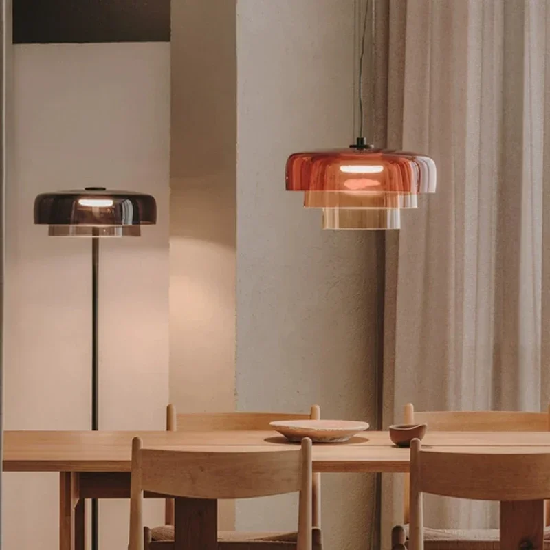 Prosty szklany abażur w stylu vintage Lampy wiszące Minimalistyczna jadalnia Cafe Bar Żyrandol LED Dekoracyjna lampa wisząca