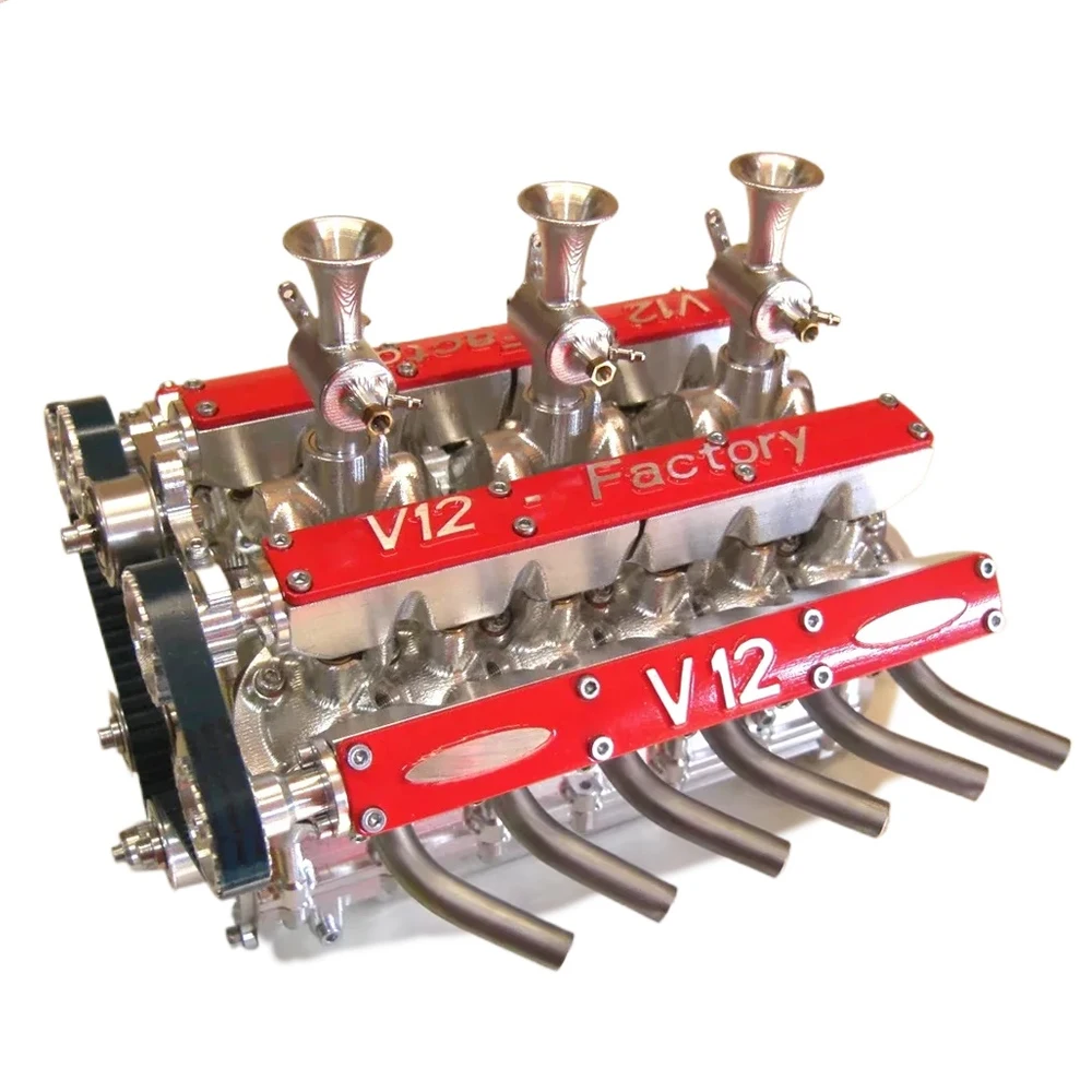 163CC V12 Four Stroke Engine Model Mini Metal 12 Cylinder Methanol Water cooled Engine Suitable for Modified Model Aldult Toy