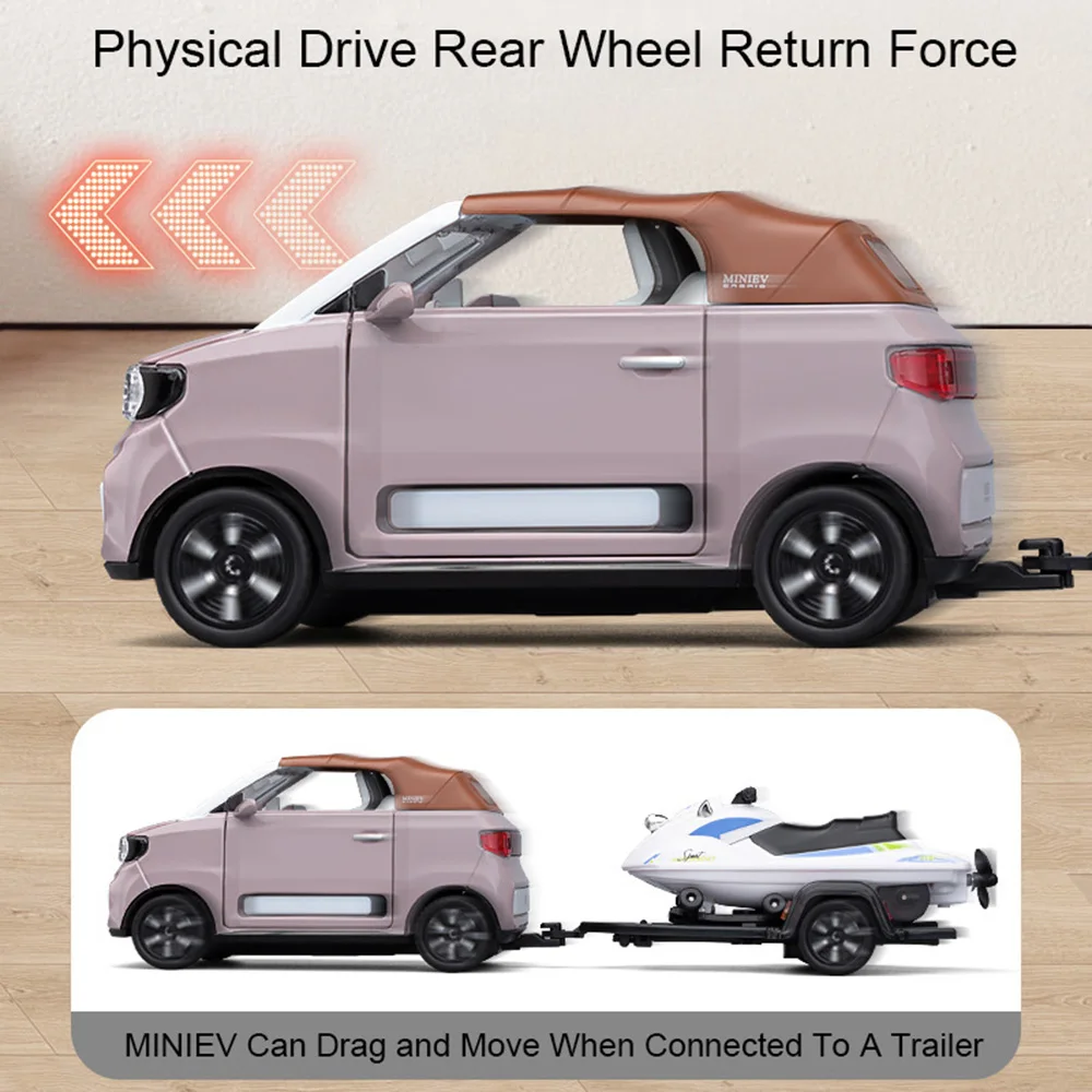 1:24 estação WULING Wagon HONGGUANG MINIEV modelo de carro brinquedo liga diecast modelos de barco a motor luz de som decoração de casa