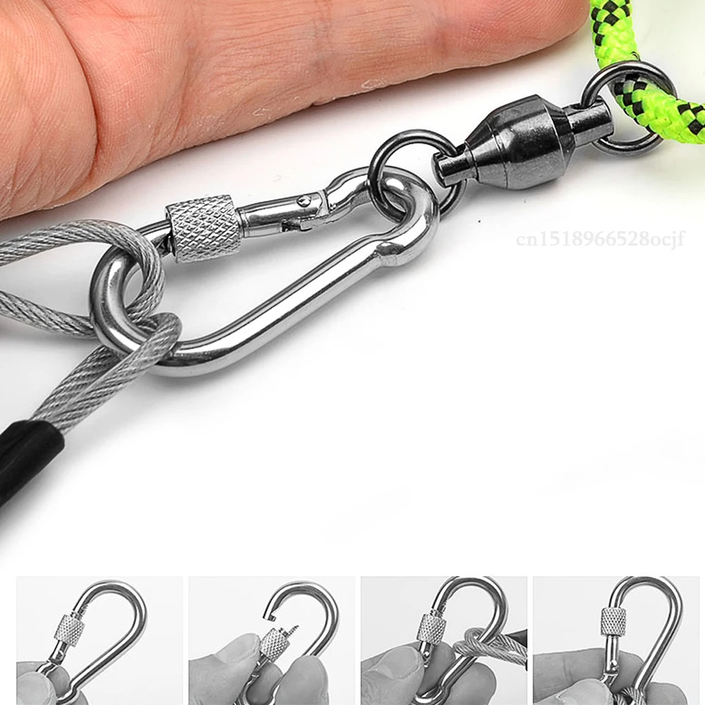 Bold Steel Wire Rope Snaps Fishing Lock for Large Live Fish Buckle Belt Stringer Controller Buoyancy Stringer Accessories Tackle