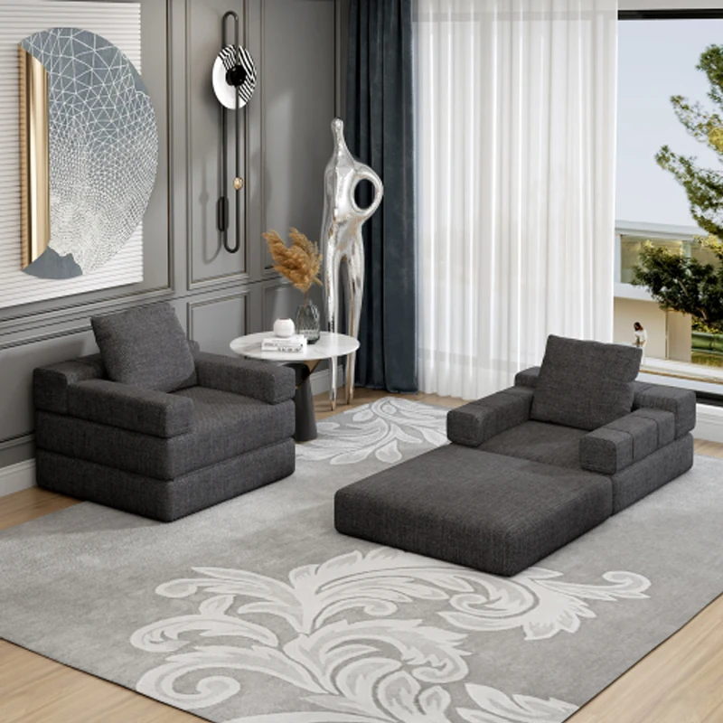 Single sofa chair that converts to a single sofa bed for living room, guest room, playroom, Dark Grey