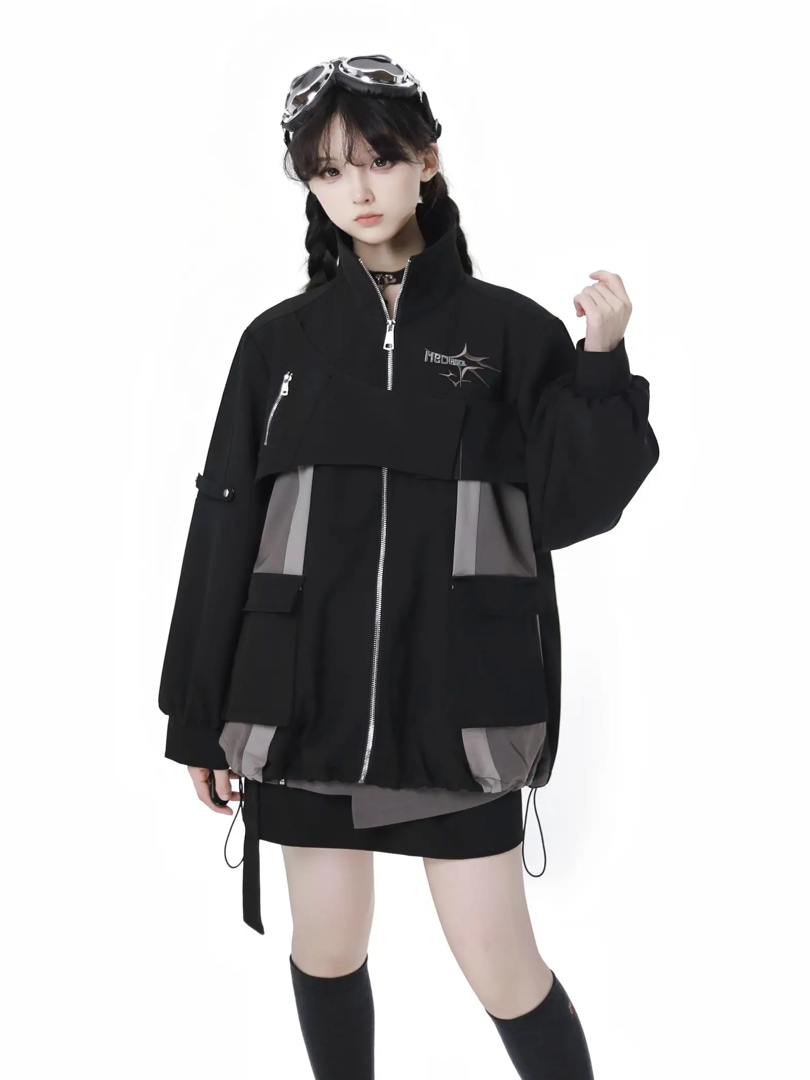 Japanische Punk Hot Girl Streetwear Safari Stil Strickjacke Jacke Mäntel Damen Herbst und Winter Lose Motorrad Cargo Hosen