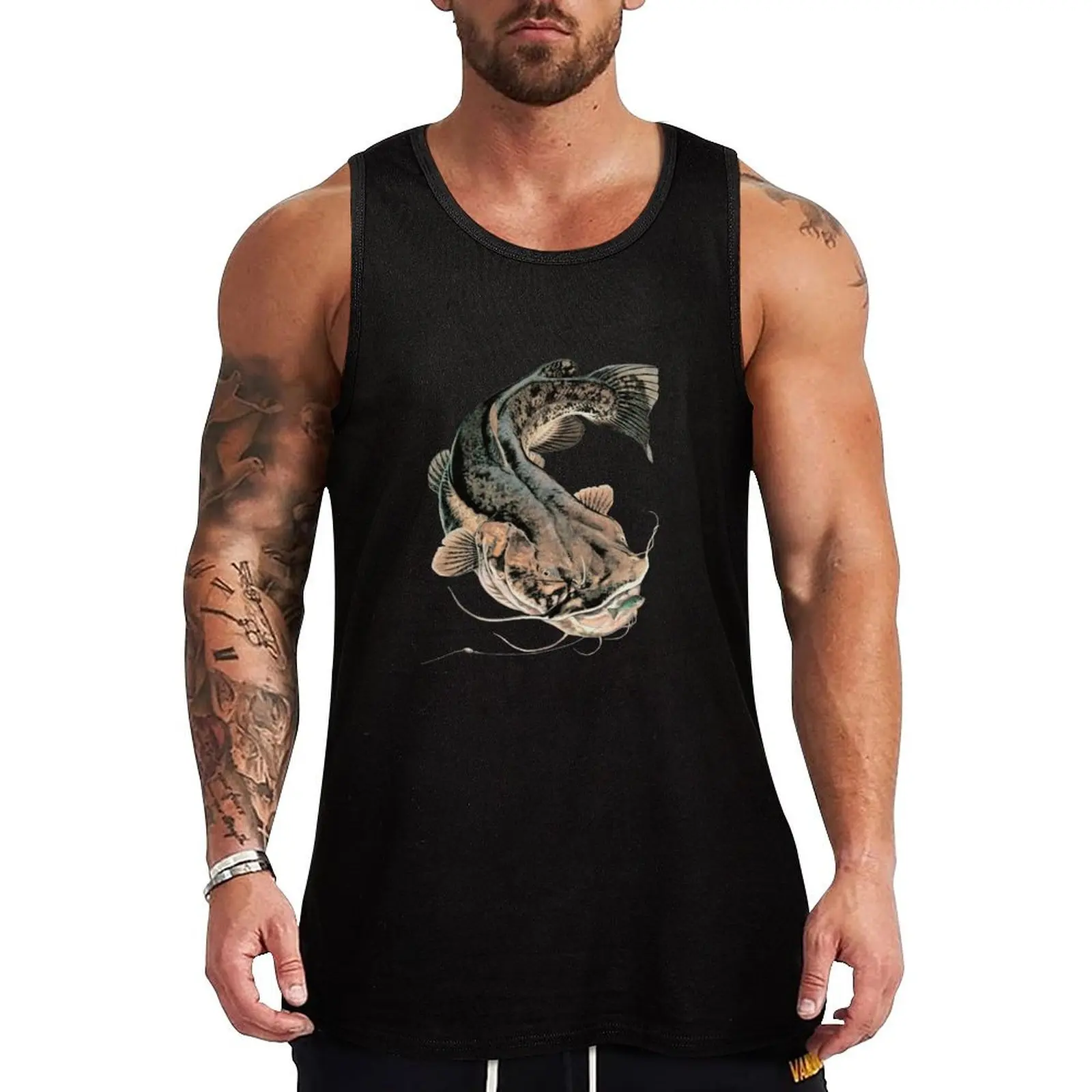 

Flathead Catfish Fishing Tank Top summer clothes men 2024 man vest