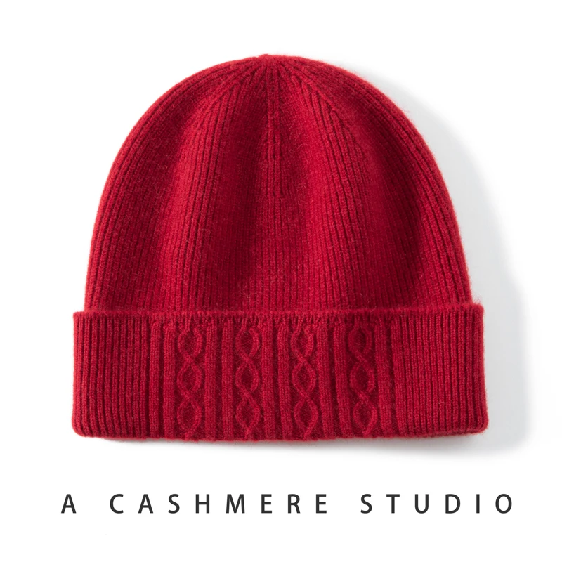 

Высококачественная вязаная шапка из 100% кашемира класса А осенью и зимой. Новая утолщенная двухслойная модная теплая пуловерная шапка-джокер.