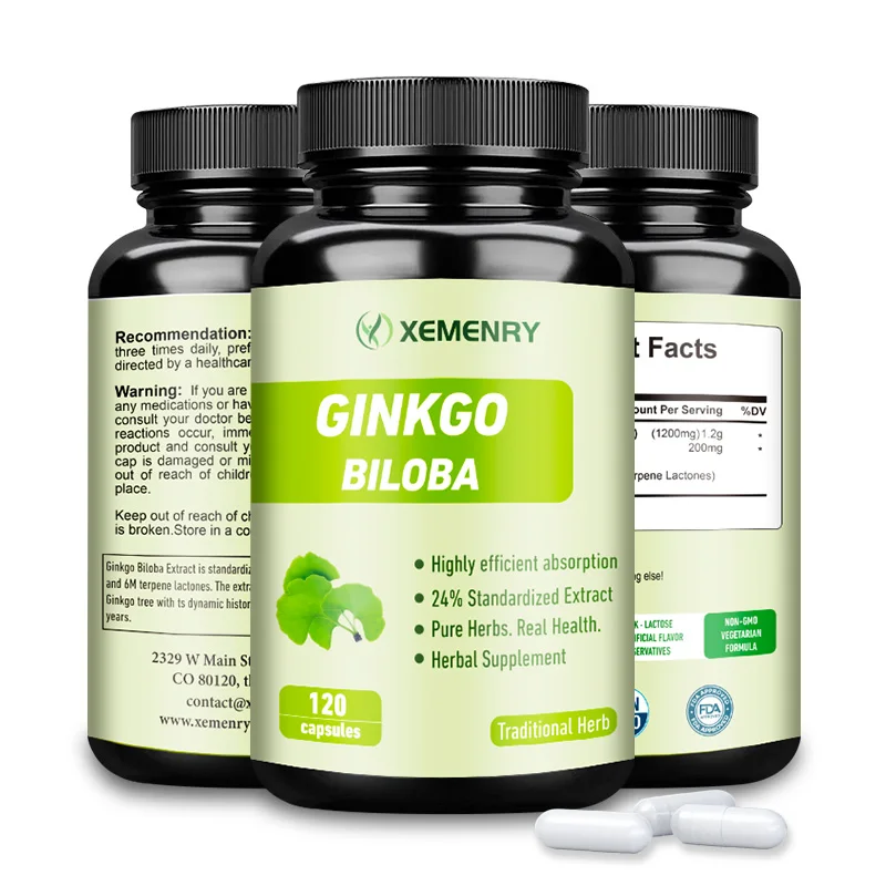 

Ginkgo Biloba Capsules - for Memory & Cognitive Function, Energy, Brain Health Supplements, Blood Circulation