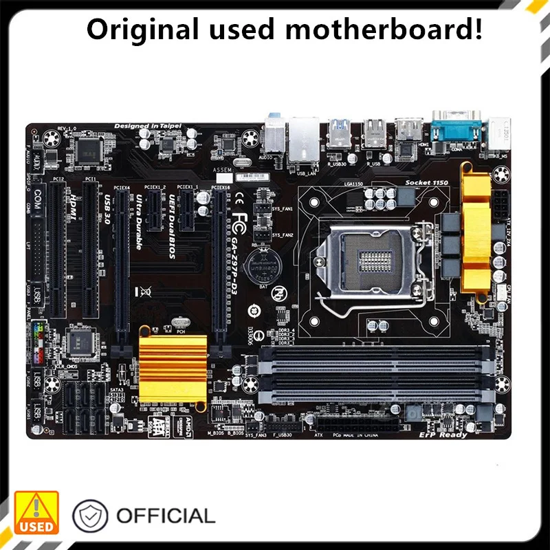 

For GA-Z97P-D3 Z97P-D3 Desktop Motherboard Z97 LGA 1150 For Core i7 i5 i3 DDR3 SATA3 USB3.0 Original Used Mainboard