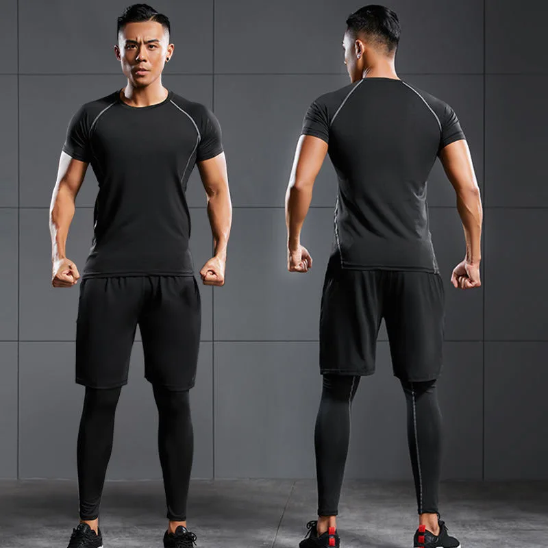 Sports Suit Men\'s Running Sets Compression Gym Fitness Sportswear Quick Dry Basketball Tights Outdoor Jogging Training Underwear