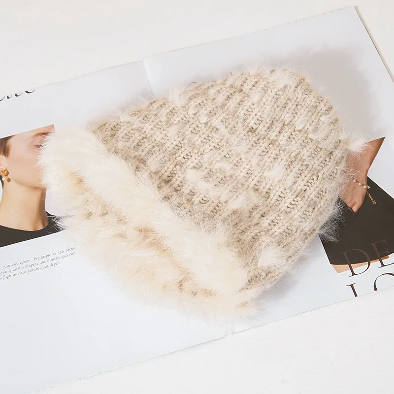 Fashion Cap Hugger Toque Head Stocking Watch Rabbit Warm Hat Women Autumn Winter Versatile ear-protecting Plush Basin B2M100