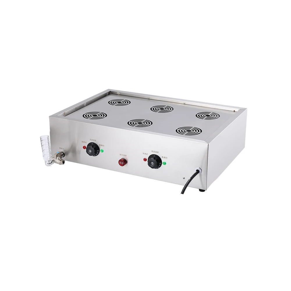 Vaporizador eléctrico Dim Sum con alarma de incendio seco, vaporizador de bollos con 2/4/6 agujeros, vaporizador de postre con función de quema antiseco