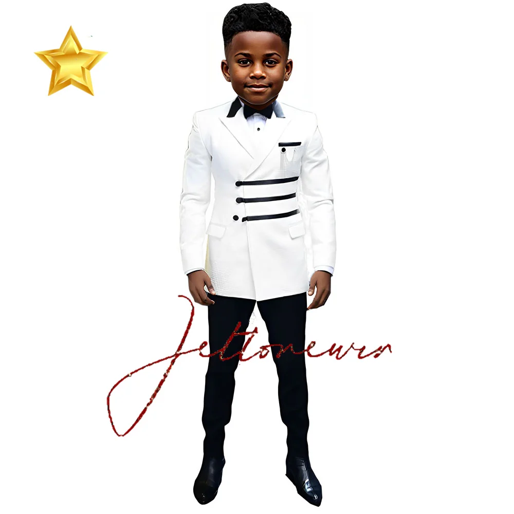 White Suits For Boy Wedding Slim Fit Peaked Lapel Jacket Pants 2 Pieces Tailor Made Luxury Homecoming Business Tuxedos