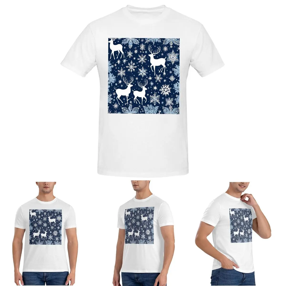 

Christmas. Blue And White .8 T-Shirt for Men Cotton Plus Size T Shirts Men's Short Sleeve Crew Neck Summer Clothes Tops S-6XL