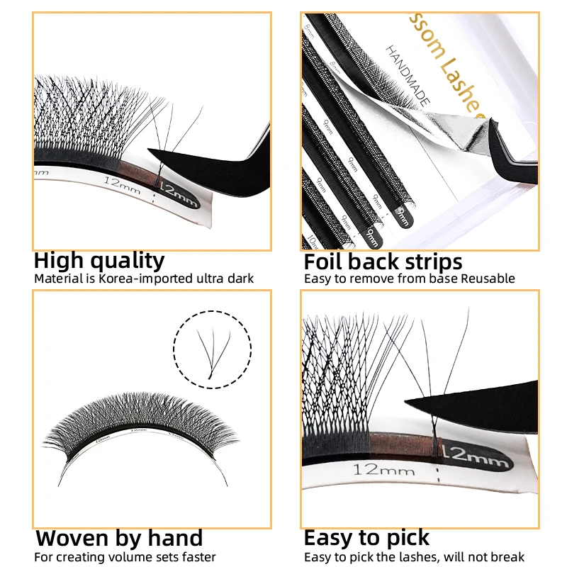 New 3D W Shape Eyelashes C/DBloom Premade Fans False Eyelash Extensions Supplies nagar Natural Soft Light cosplay Makeup Lashes