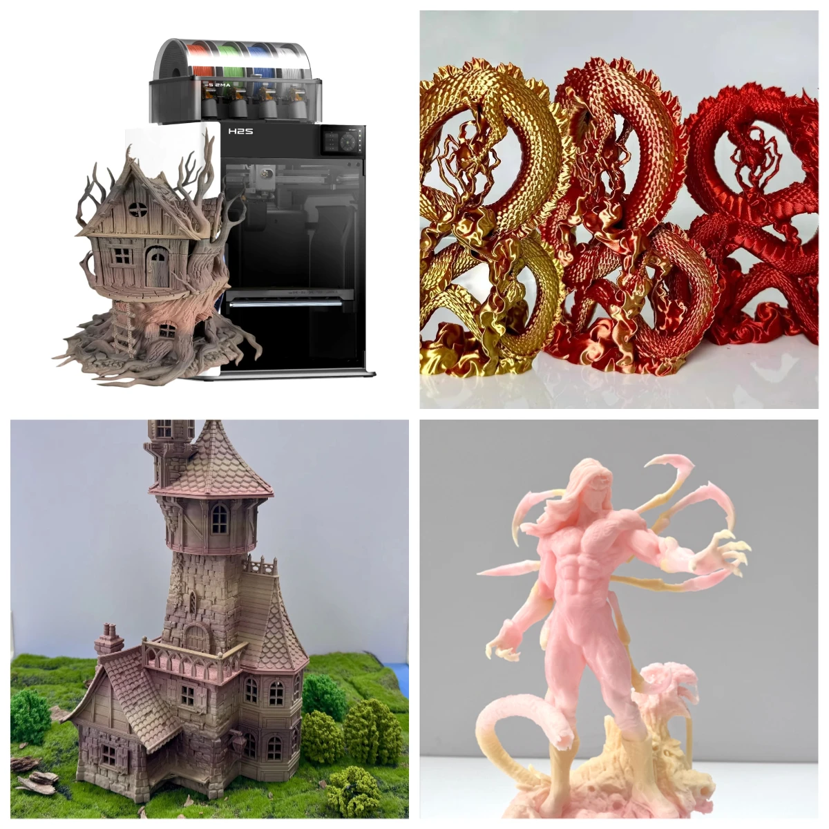 

FL-Original H2S AMS Combo 3D Printer 340*320*340mm FDM Printer High-Speed Closed Core-XY Mul-color FDM 3D Printer