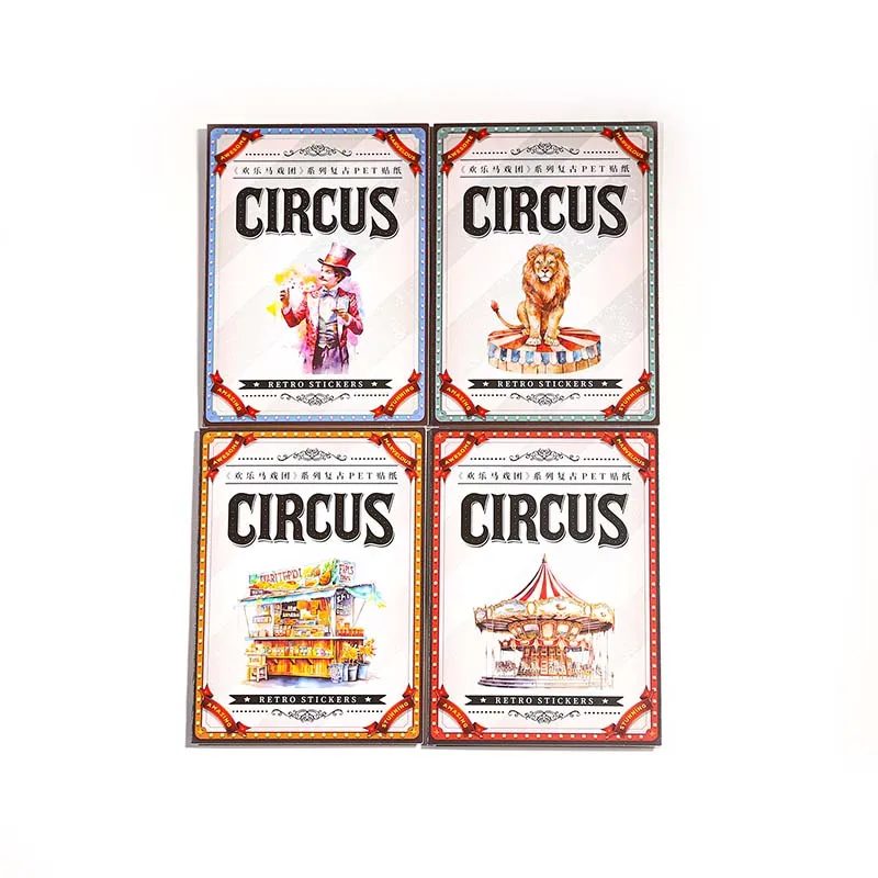 สติกเกอร์ตกแต่งรูปสัตว์ย้อนยุคน่ารักลาย Happy Circus Series 8แพ็ก/ล็อต