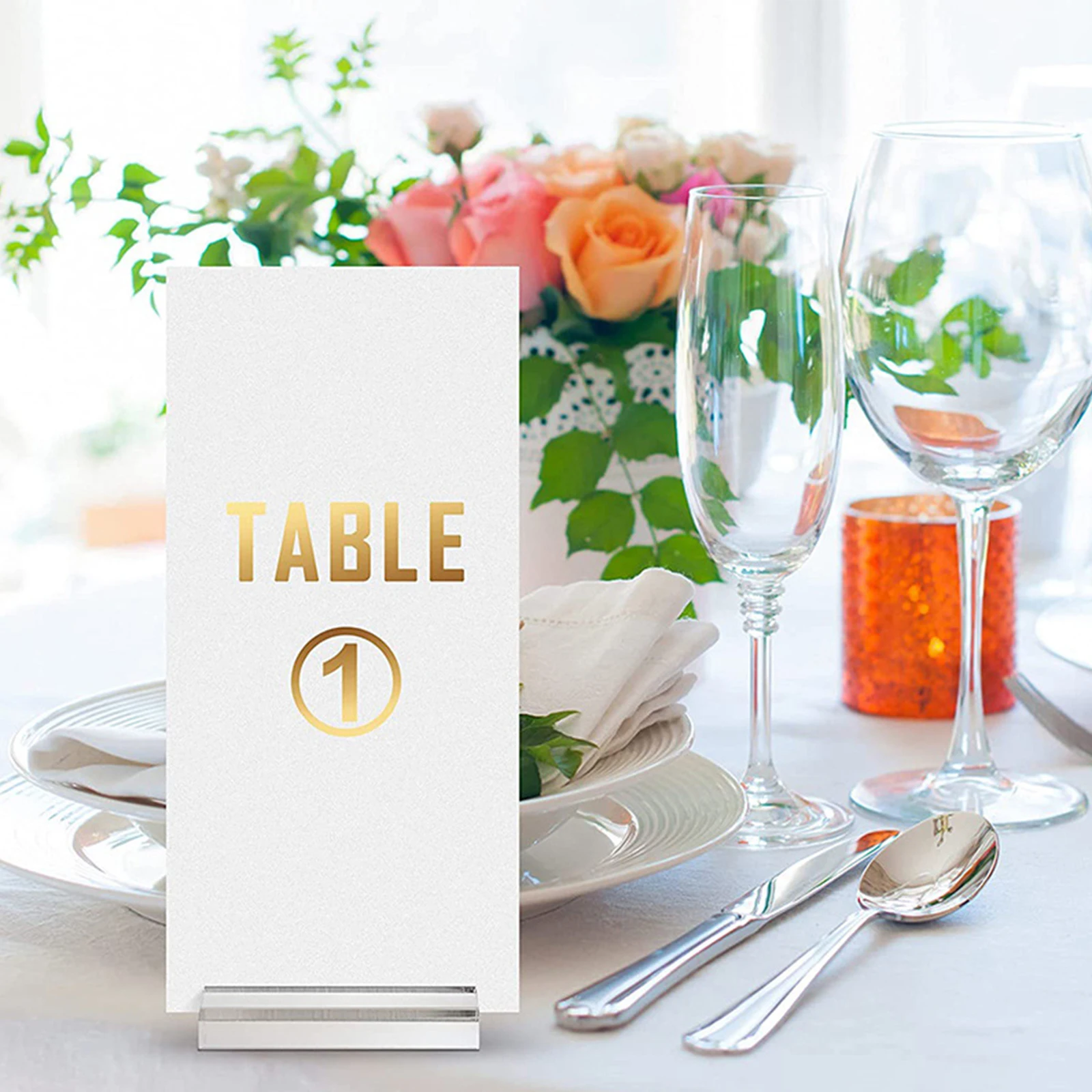 

10pcs Large Clear Acrylic Stand Wedding Sign Holders Table Number Slot Place Card Display Bases Transparent Reception Decor