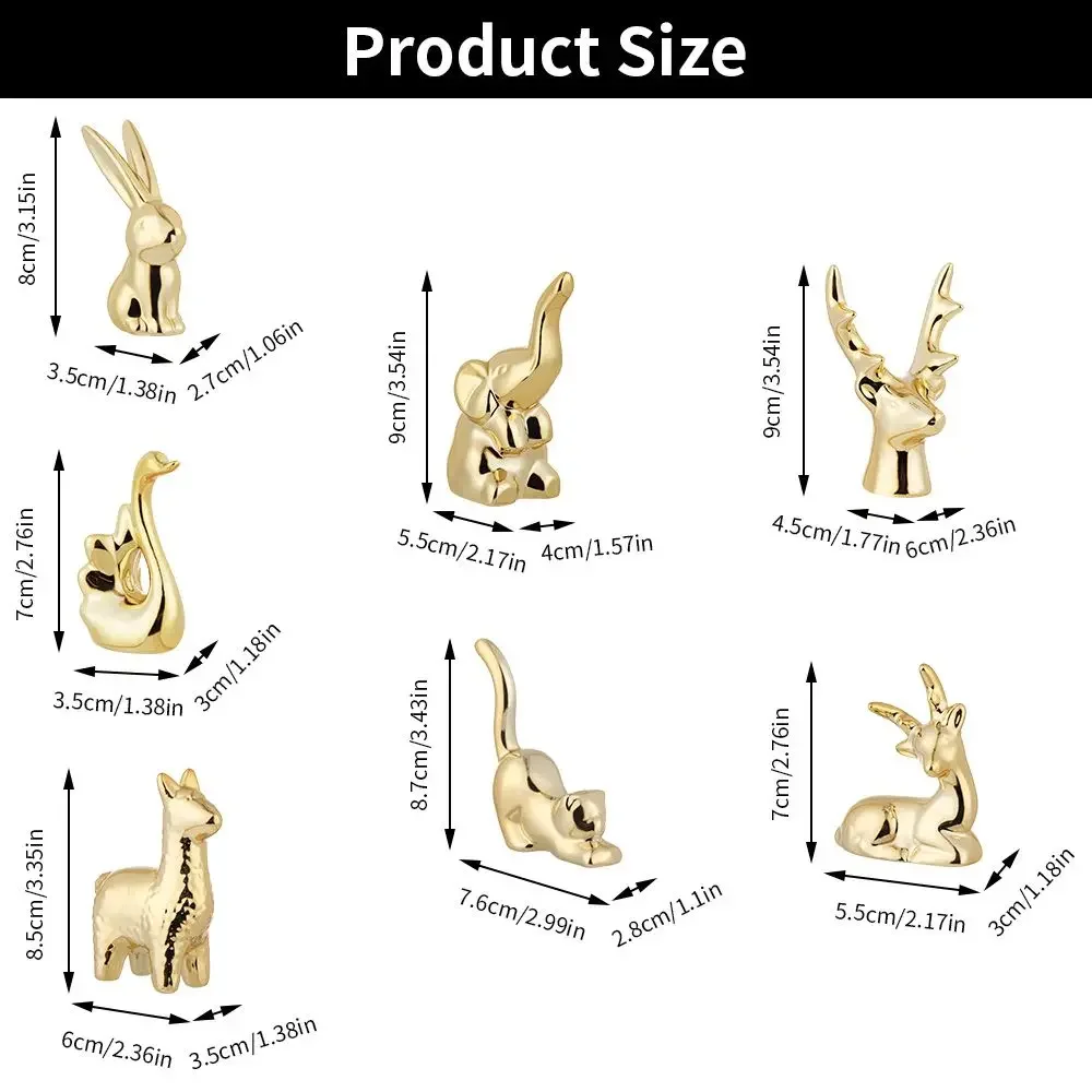 Słodkie złote figurki wyroby ceramiczne kreatywne zwierzę mały słoń królik miniaturowa figurka ozdoby na biurko wystrój domu