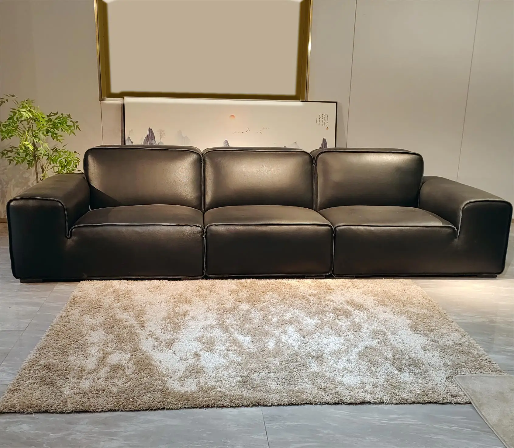 *# Modern Italian Luxury Minimalist Modular Living Room Furniture Couch Set Chesterfield Design 3 Seater Sectional Leather Sofa