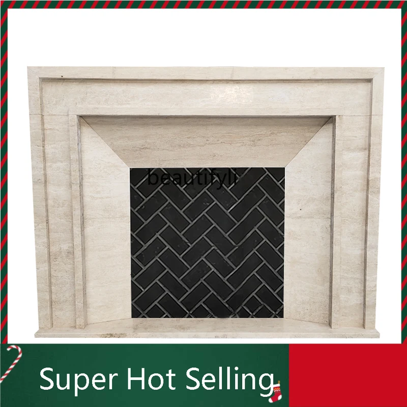 

D071 Marble Cave Stone Fireplace French Retro Style Fireplace Mid-Ancient Stone Fireplace Curio Cabinet