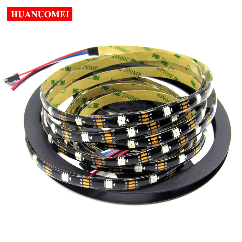 

Addressable 5V 30LEDs/M WS2813 Dual Signal Wires RGB LED Strip 5050 SMD Flexible Pixel Tape TV Waterproof Silicon IP65 Black PCB