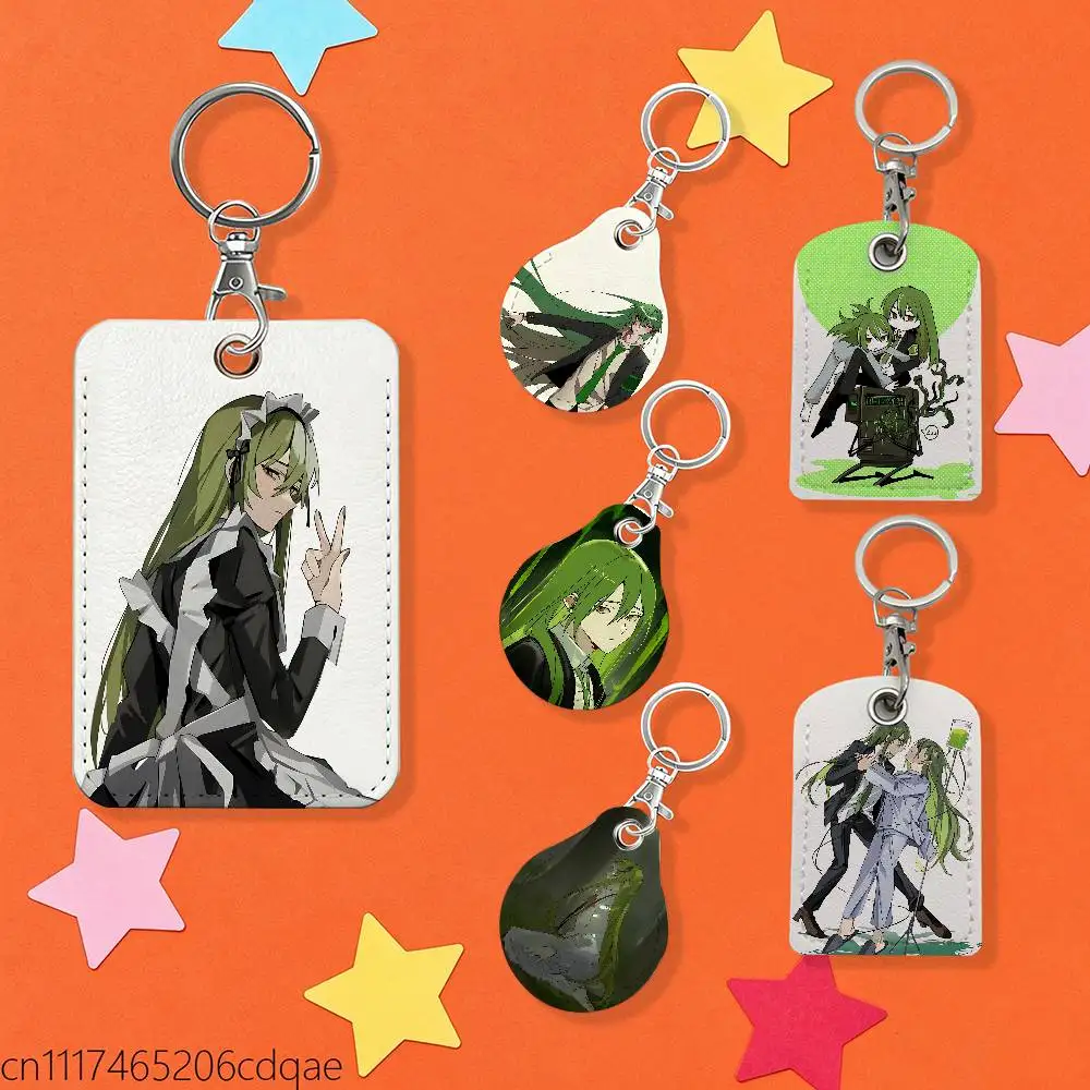 FOR Lobotomy Corporation Netzach 1pcs Leather Card Holder With Key Ring Water Drop Shaped Key Case Keychain Doorlock Accessories