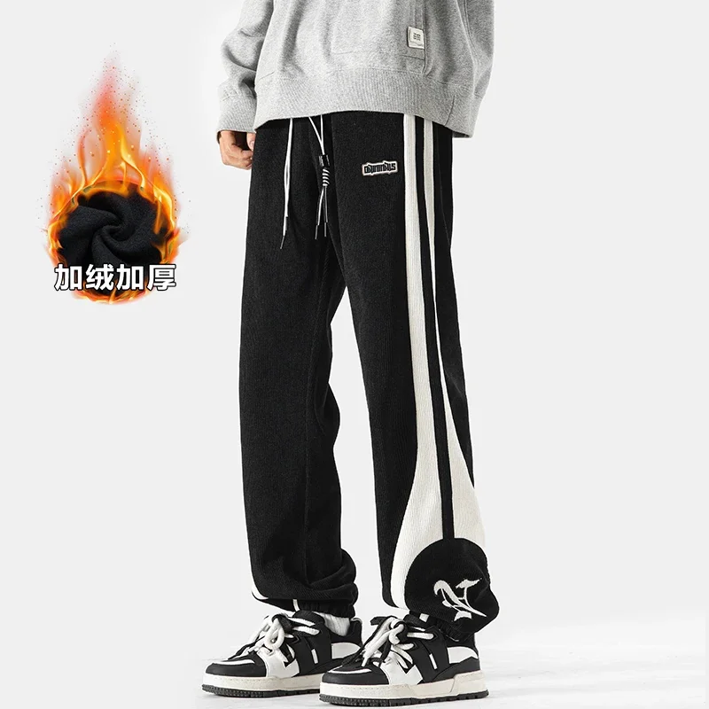 

Winter New Pants Thickening Baggy Pants Men Men's Clothing 2024 Streetwear High Quality Brand Sweatpants Wide Straight