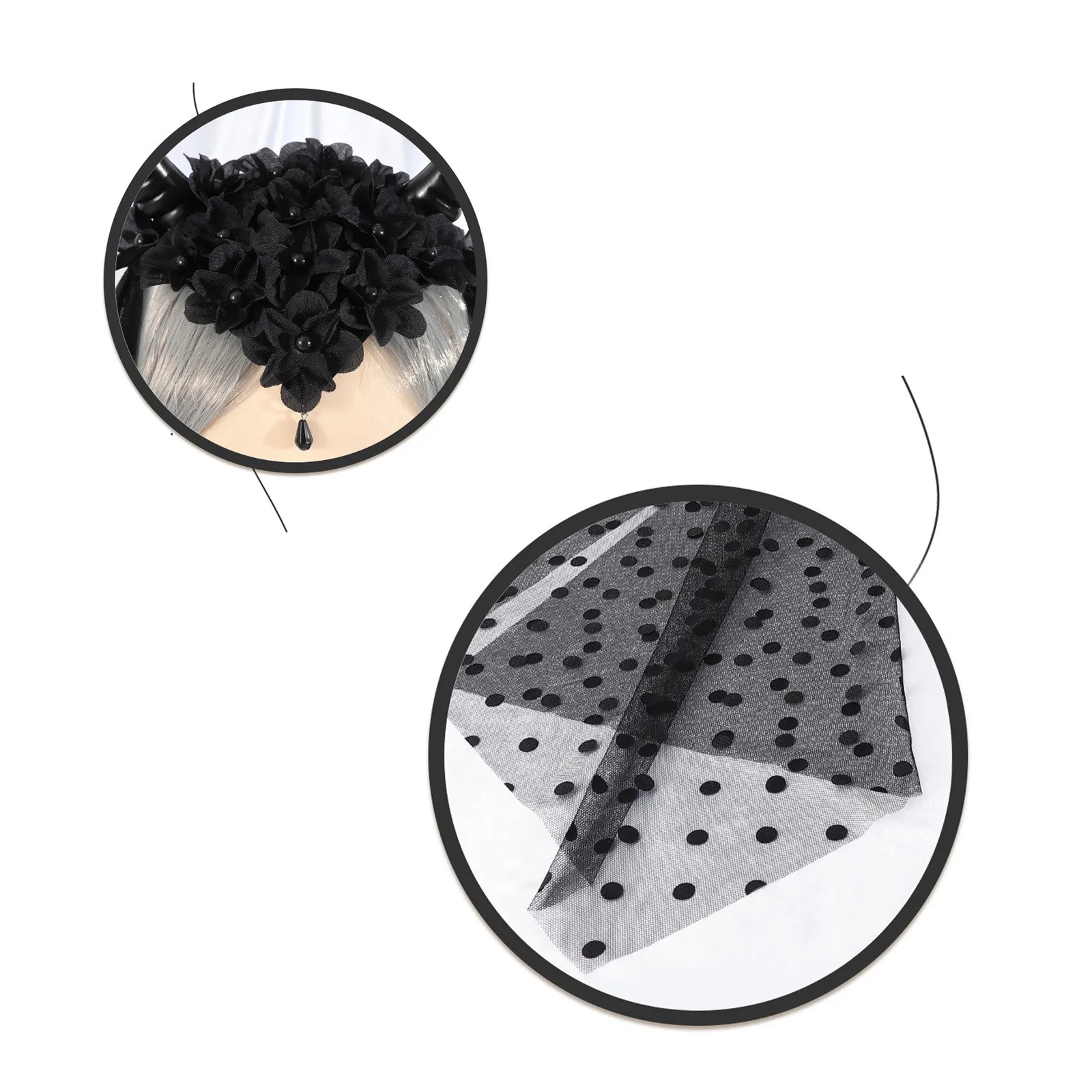 Opaska na głowę z rogami diabła na Halloween, gotycka królowa, ciemne rogi, siateczkowa opaska, rekwizyty na imprezę, akcesoria do nakryć głowy na święta