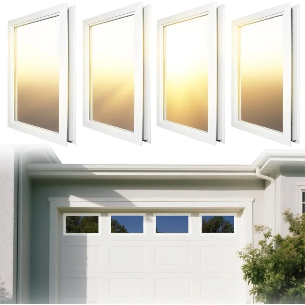 

4 pack garage door windows, replacement vinyl window inserts with uv resistant resin glass for garage doors, 53x35cm (clear desi