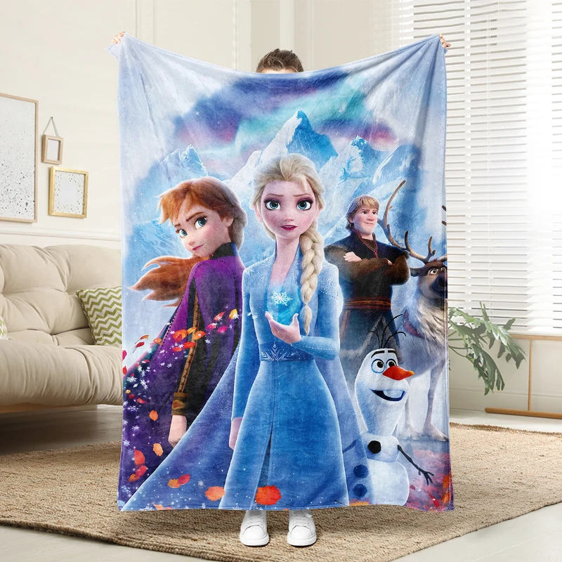 

Disney Frozen Characters Blanket Elsa Anna Olaf Soft Flannel Throw Sofa Bed Warm Blanket Kids Gift Cartoon Home Decor