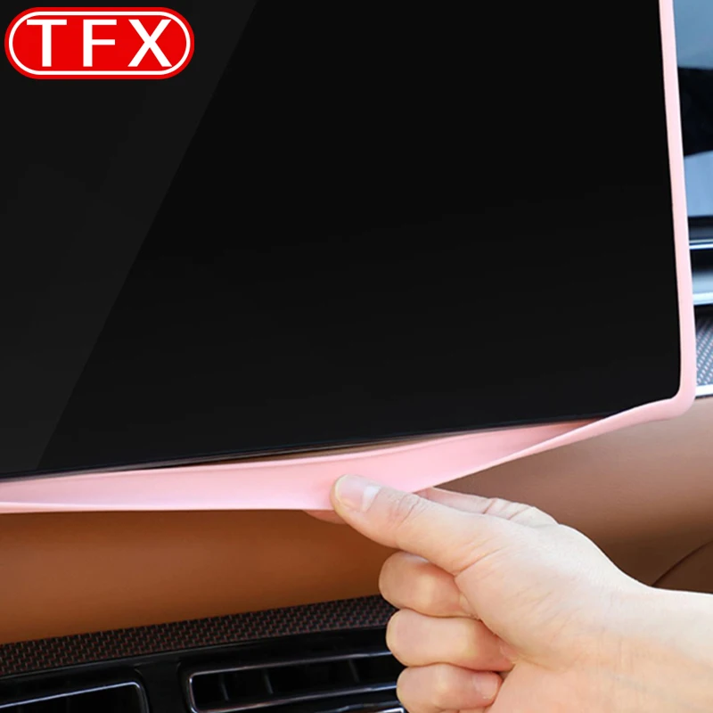 ل BYD هان 2022 2023 2024 سيارة التحكم المركزي واقي للشاشة MSilicone الملاحة عرض إطار شاشة من السيليكون الملحقات