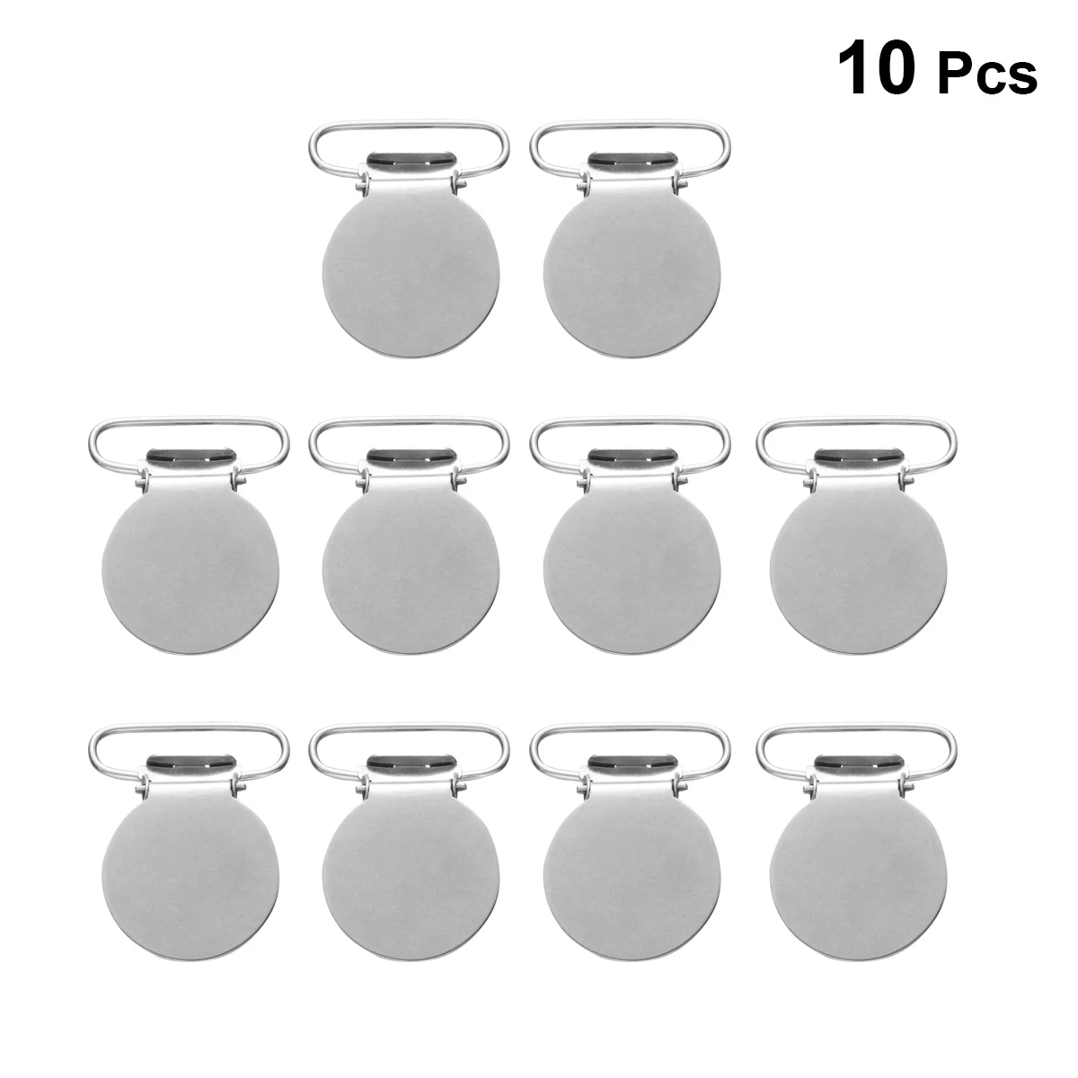 

10pcs Fashion Suspender Clips Holders Round Metal Pacifier Clips Buckle Clips Sewing Tools for Men Women (Silver)