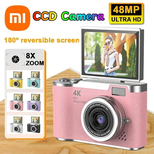 Xiaomi 4k CCD 8X Cámara digital para estudiantes con zoom digital Cámara de fotografía digital portátil de 48 MP 180 °   Cámara selfie con pantalla abatible