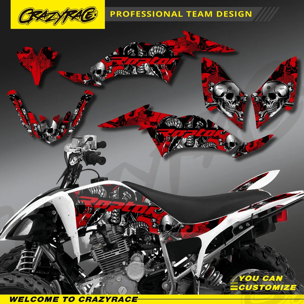 Motorcycle Sticker Background Graphic Decals Kit For Yamaha Raptor 125 250 ATV 2008 2009 2010 2011 2012 2013 Protector Customize