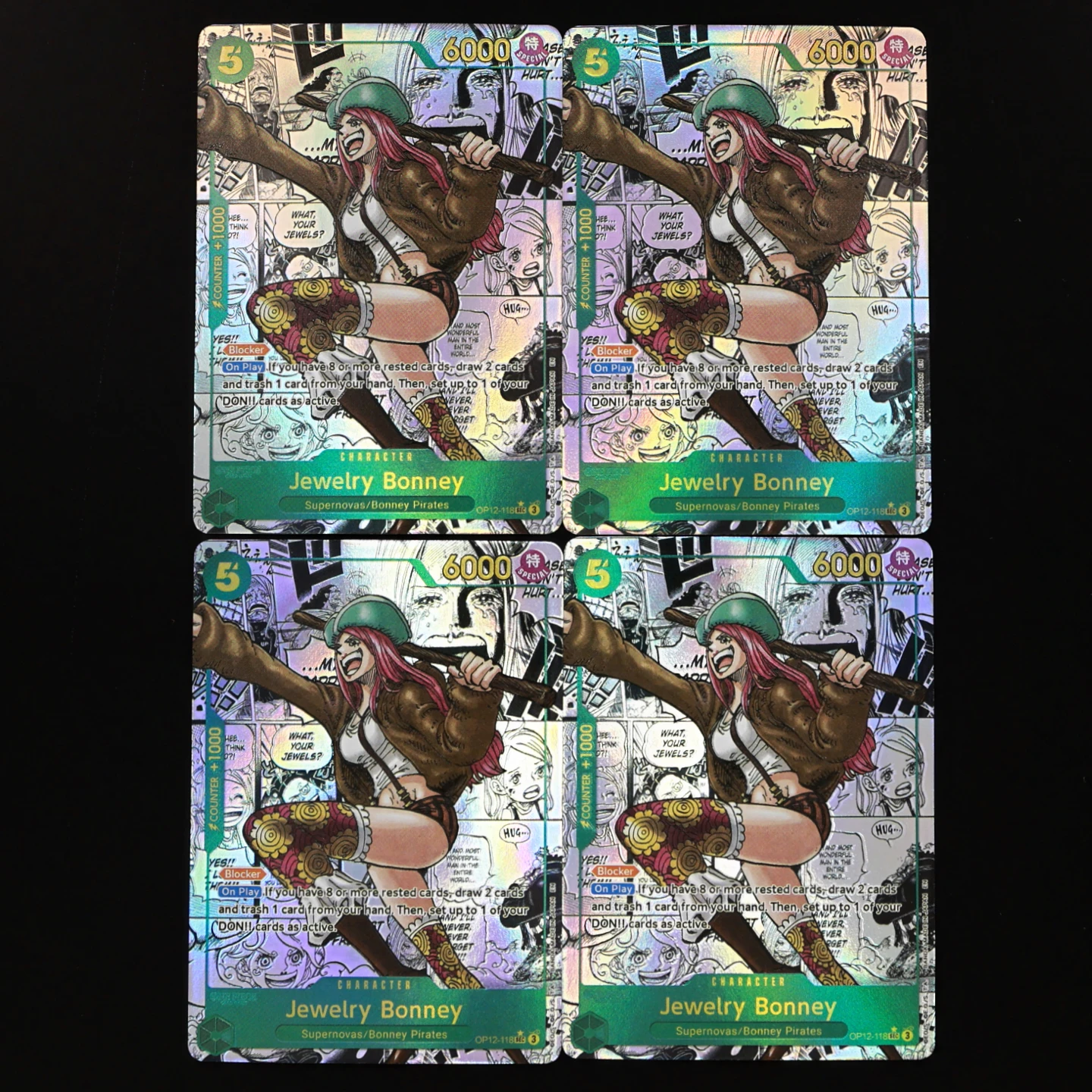 

One Piece TCG OPCG English Bonney Manga card OP12-118 Bonney 5 cost Blue Bonney Textured Foil Card