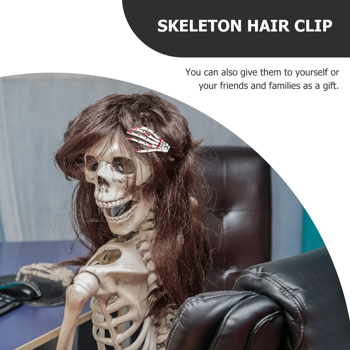 

20 Pcs Hand Hair Clip Goth Barrettes Skull Shape Headdress Halloween Costume Party Accessories Girls Children Photo