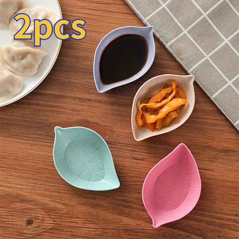 2pcs leaf sauce dish for sushi, mustard, soy sauce, and more - an elegant kitchen accessory for hospitality and everyday use