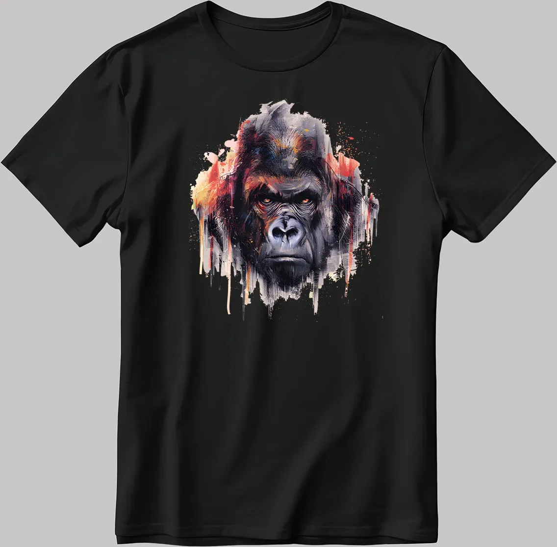 Gorilla Figure Short Sleeve White-Black Men's / Women's T Shirt N572