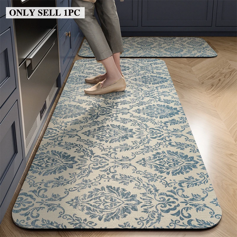Kitchen Rug PVC Waterproof Leather Carpet Minimalist Floral Long Floor Mat Non-slip Oil-proof Home Decoration Rugs Alfombras 양탄자