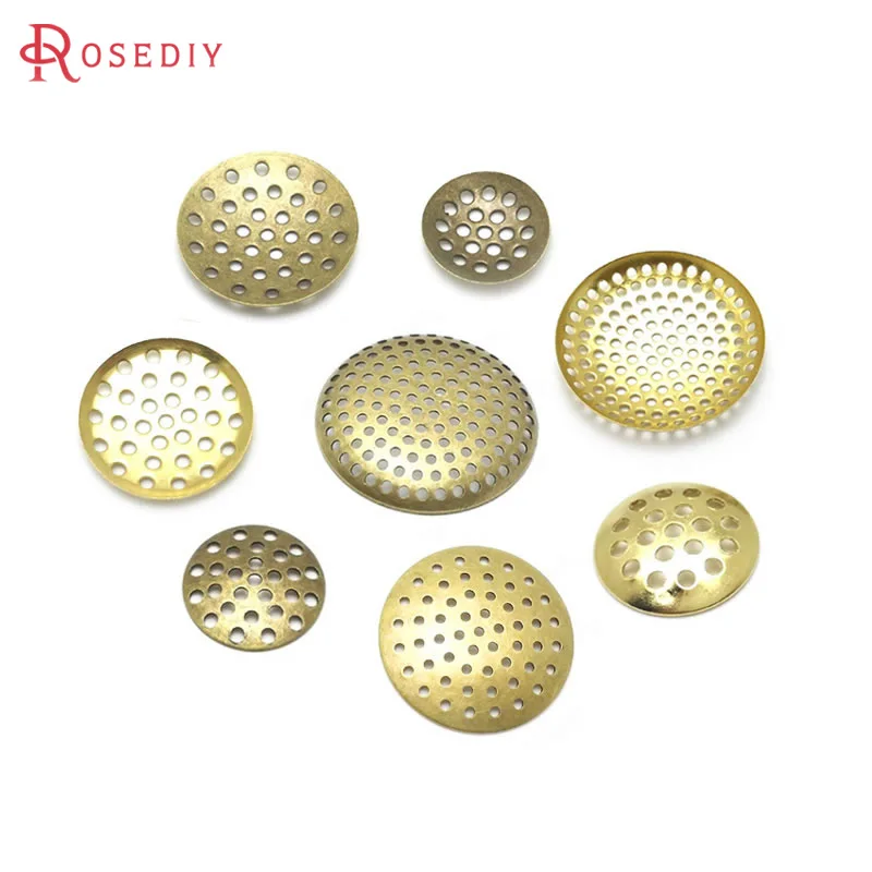 30PCS 12MM~29.5MM Antique Bronze Brass More Hole Round Disk Can fit Trays Bezels Base Settings Diy Jewelry Findings Accessories