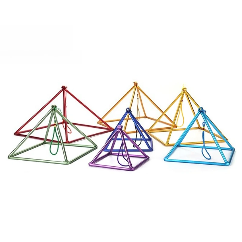 سبائك الألومنيوم الهرم الملونة شفاء جرس الموسيقى الهرم التأمل اليوغا الطاقة مثلث برج معلقة الأهرامات قرع #4