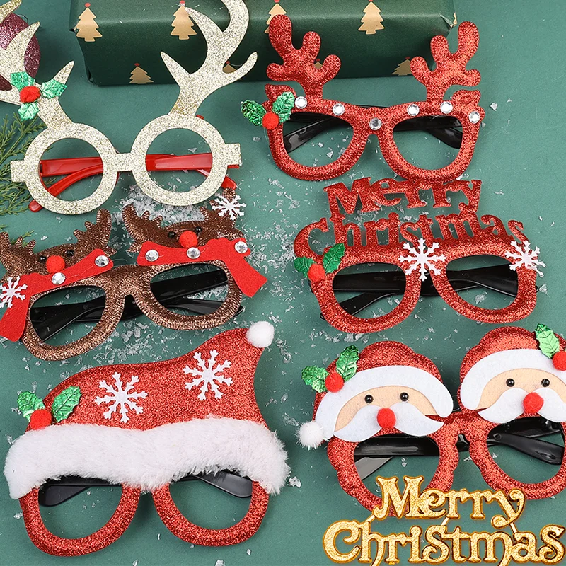 Christmas Glasses Plastic Decorative Glasses Frames Xmas Party Costume Accessory Photo Props Decoration New Year Holiday Gift