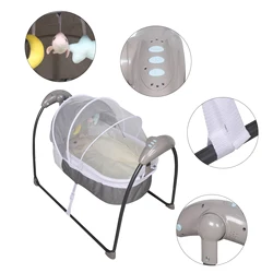 Tragbarer elektrischer Baby-Türsteher mit Fernbedienung automatische Schaukel intelligente Schaukel wiege 5-Gang-Dreimodi Schaukel (grau)