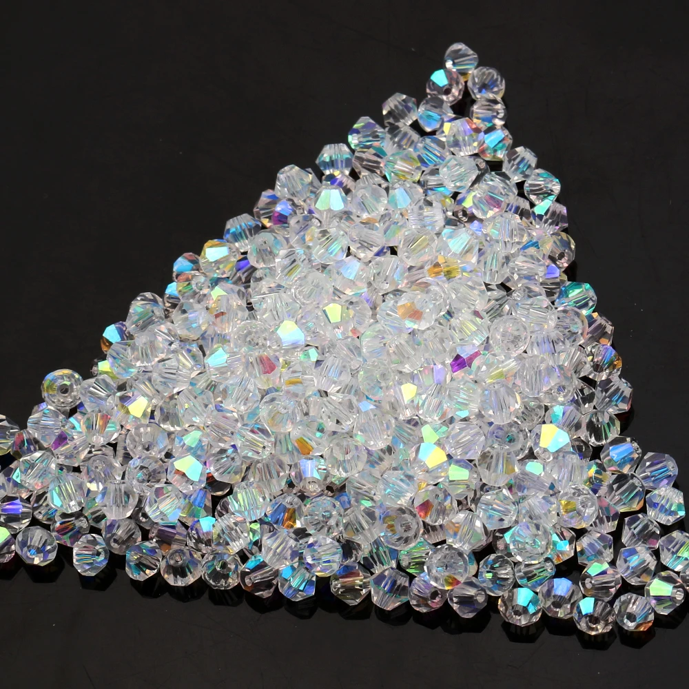 الأوجه الزجاج كريستال Bicone الخرز فاصل فضفاض DIY بها بنفسك اليدوية مجوهرات 2 مللي متر 3 مللي متر 4 مللي متر 6 مللي متر 8 مللي متر 10 مللي متر أساور القلائد أقراط