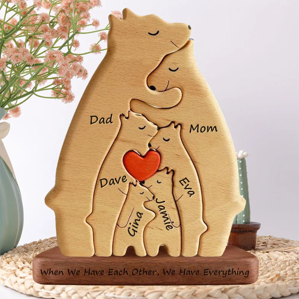 Puzzle in legno di alta qualità orso creativo decorazione animale cane tema arte cuore Puzzle scultura ornamento regali perfetti di natale