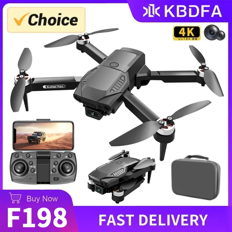 KBDFA F198 Drone WIFI FPV HD Aerial Photography Wide Angle Dual Camera Professional With 1080P Brushless RC Foldable Quadcopter