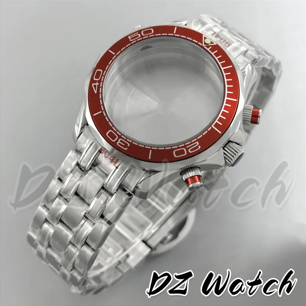 boitier-de-montre-de-plongee-en-acier-inoxydable-41-mm-vk63-chronographe-lunette-rouge-en-aluminium-verre-saphir-compatible-avec-vk63-vk64-bracelet-a-quartz-fermoir-pliable