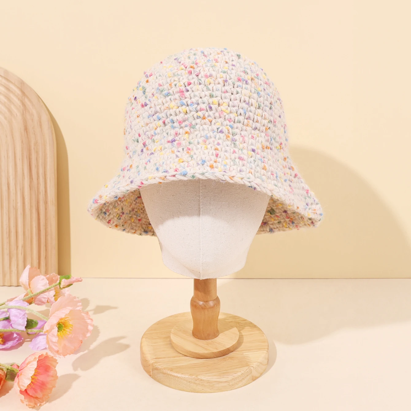 1 قطعة الخريف الشتاء الكورية الموضوع محبوك حوض قبعة المرأة بسيطة عادية عادي الدافئة سدادات حماية الأذن و يندبروف الصوف قبعة بحافة #6