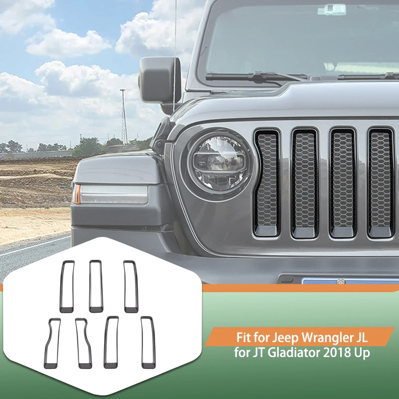 

Автомобильная передняя решетка из АБС-пластика, декоративное кольцо, наклейки для Jeep Wrangler JL для JT Gladiator 2018, внешние аксессуары для автомобиля