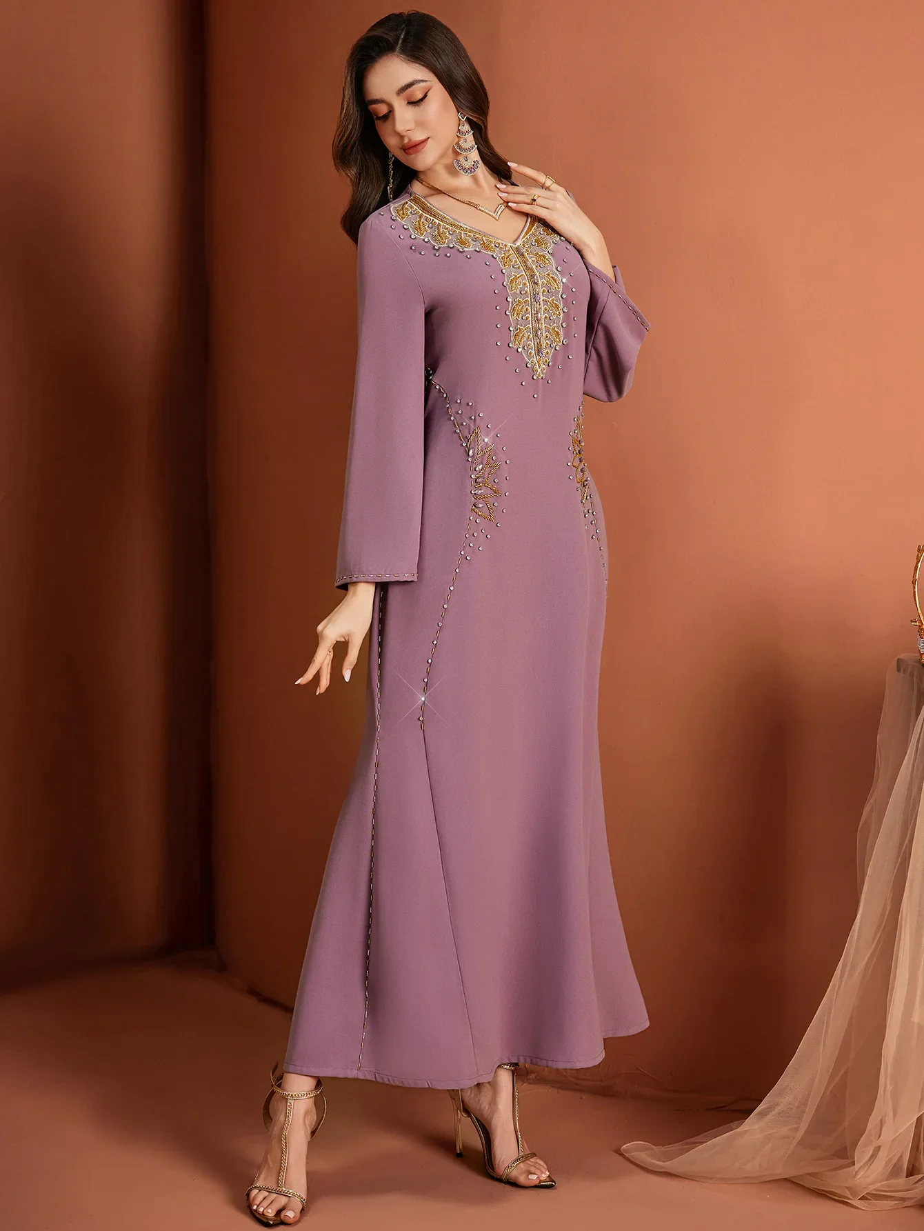 

Ид Абая Дубай вечернее платье женское сшитое вручную бриллиантами великолепное Джалабия Марокко бандажные платья Кафтан Vestidos арабский длинный халат